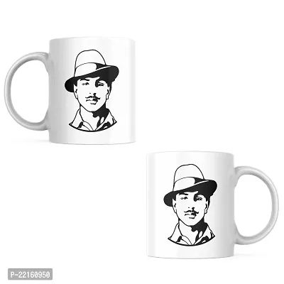 Shaheed Bhagat Singh Printed White Ceramic Tea  Coffee Mug | 330ML (Pack of 1)-thumb2