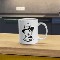 Shaheed Bhagat Singh Printed White Ceramic Tea  Coffee Mug | 330ML (Pack of 1)-thumb3