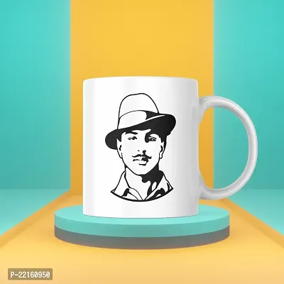 Shaheed Bhagat Singh Printed White Ceramic Tea  Coffee Mug | 330ML (Pack of 1)-thumb3