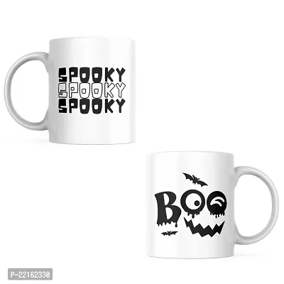 Spooky 'Boo' Halloween Coffee Mug - Perfect for Creepy Sips | Gift for Halloween Birthday Treats Ghost | Friends Family relatives | Printed Coffee Mug 330ML (Pack of 1)