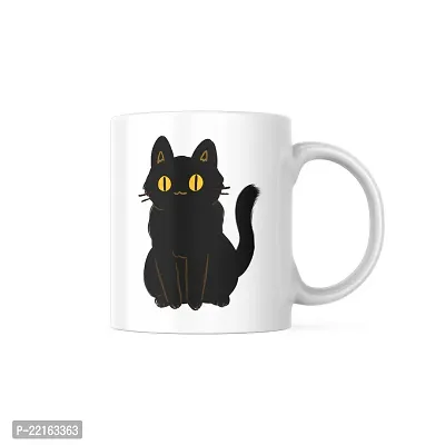 Black Cat Coffee Mug | Gift for Cat Lover | Pet Lover | Cat Parents | Cat Mom | Gift for Cat parents | Printed Ceramic Coffee Mug | 330ML (Pack of 1)