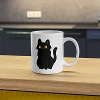 Black Cat Coffee Mug | Gift for Cat Lover | Pet Lover | Cat Parents | Cat Mom | Gift for Cat parents | Printed Ceramic Coffee Mug | 330ML (Pack of 1)-thumb1