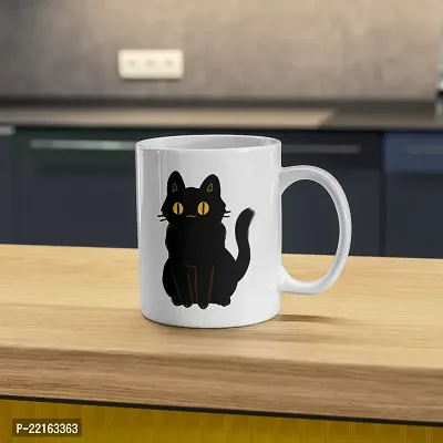 Black Cat Coffee Mug | Gift for Cat Lover | Pet Lover | Cat Parents | Cat Mom | Gift for Cat parents | Printed Ceramic Coffee Mug | 330ML (Pack of 1)-thumb2