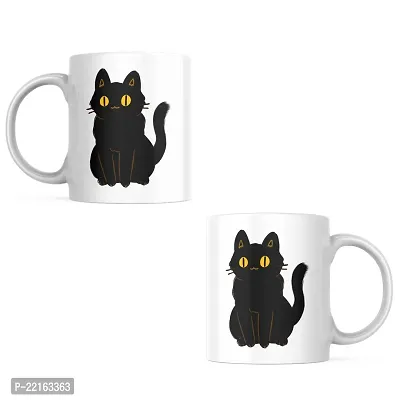 Black Cat Coffee Mug | Gift for Cat Lover | Pet Lover | Cat Parents | Cat Mom | Gift for Cat parents | Printed Ceramic Coffee Mug | 330ML (Pack of 1)-thumb3