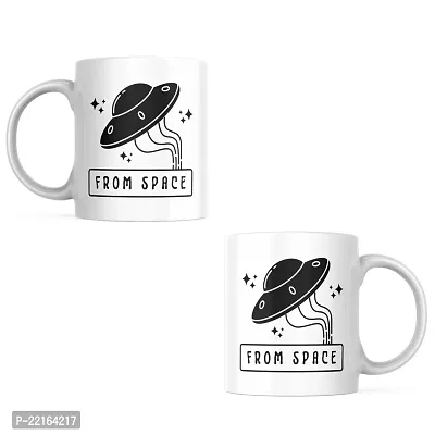 UFO-Inspired 'From Space' Coffee Mug | Best Gift for Space Lovers UFO Alien Explorer Starwars Space | Friends Family Bestfriend Boyfriend Girlfriend Science Scientist | Printed Ceramic Coffee Mug-thumb2