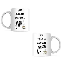 No Talkie Before Coffee: Inspirational Coffee Mug | Gift for Friends, Office, Coffee Lover, Masala Chai, Tea Lover | Birthday Gift, Anniversary, Wedding | Printed Ceramic Coffee Mug 330ML (Pack of 1)-thumb1