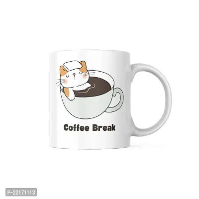 Take a Pause with 'Coffee Break' Mug | Gift for Friends, Office, Coffee Lover, Masala Chai, Tea Lover | Birthday Gift, Anniversary, Wedding | Printed Ceramic Coffee Mug 330ML (Pack of 1)-thumb0