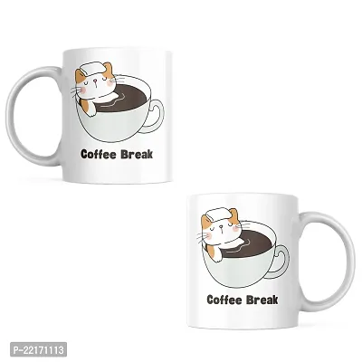 Take a Pause with 'Coffee Break' Mug | Gift for Friends, Office, Coffee Lover, Masala Chai, Tea Lover | Birthday Gift, Anniversary, Wedding | Printed Ceramic Coffee Mug 330ML (Pack of 1)-thumb2