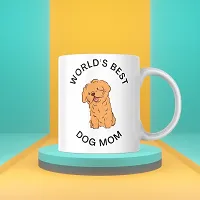 World's Best Dog Mom: Inspirational Coffee Mug | Gift for Dog Parents, Mom, Pet lover, Animal Lover, Dog Parents | Birthday gift, Puppy | White Ceramic Printed Coffee Mug 330ML (Pack of 1)-thumb1