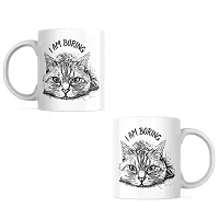 Cat-Approved 'I am Boring' Coffee Mug | Gift for Cat Lover | Pet Lover | Cat Parents | Cat Mom | Gift for Cat parents | Printed Ceramic Coffee Mug | 330ML (Pack of 1)-thumb1