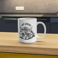 Cat-Approved 'I am Boring' Coffee Mug | Gift for Cat Lover | Pet Lover | Cat Parents | Cat Mom | Gift for Cat parents | Printed Ceramic Coffee Mug | 330ML (Pack of 1)-thumb4