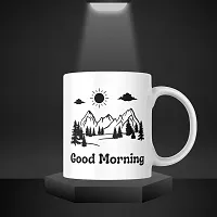 Greet the Day with 'Good Morning' Artwork Mug | Morning Motivation Coffee Mug | Inspirational Gift for Friends Bestfriends Family Mountain View | Ceramic Coffee Mug | 330ML (Pack of 1)-thumb2