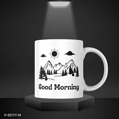 Greet the Day with 'Good Morning' Artwork Mug | Morning Motivation Coffee Mug | Inspirational Gift for Friends Bestfriends Family Mountain View | Ceramic Coffee Mug | 330ML (Pack of 1)-thumb3