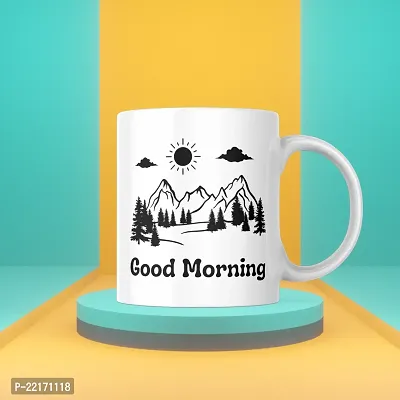 Greet the Day with 'Good Morning' Artwork Mug | Morning Motivation Coffee Mug | Inspirational Gift for Friends Bestfriends Family Mountain View | Ceramic Coffee Mug | 330ML (Pack of 1)-thumb4