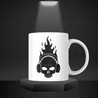 Burning Skull | Gift for Music Lover Friends Bestfriends Girlfriend Party Boyfriend Festival Students | Printed Ceramic Coffee Mug | 330ML (Pack of 1)-thumb1