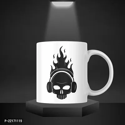 Burning Skull | Gift for Music Lover Friends Bestfriends Girlfriend Party Boyfriend Festival Students | Printed Ceramic Coffee Mug | 330ML (Pack of 1)-thumb2