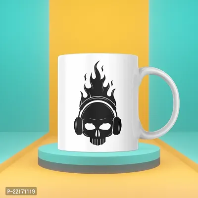 Burning Skull | Gift for Music Lover Friends Bestfriends Girlfriend Party Boyfriend Festival Students | Printed Ceramic Coffee Mug | 330ML (Pack of 1)-thumb3