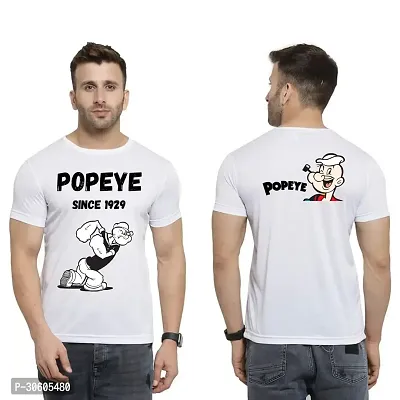 Popeye the Sailor Man Printed White DriFit Polyester T-Shirt - Men's-thumb3