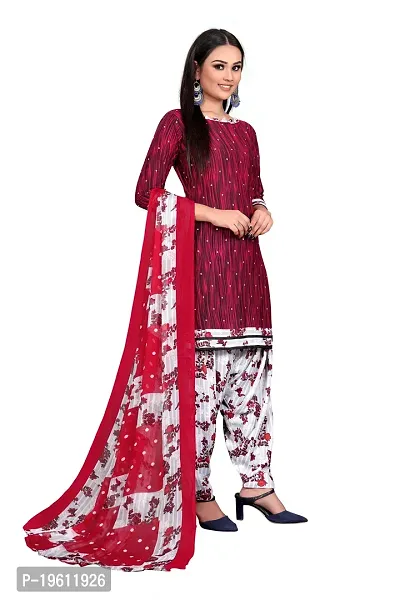 Elegant Multicoloured Crepe Self Design Dress Material with Dupatta For Women-thumb3