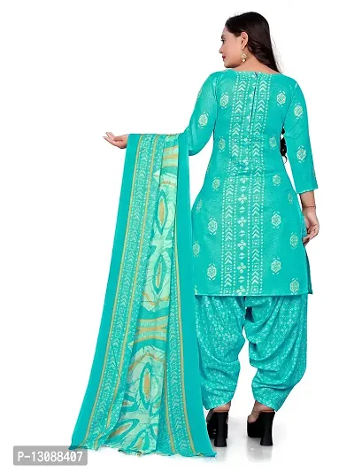 PARADISE PRINTS Women's Cotton Foil Printed Unstitched Salwar Suit Dress Material{Sky Blue}-thumb2