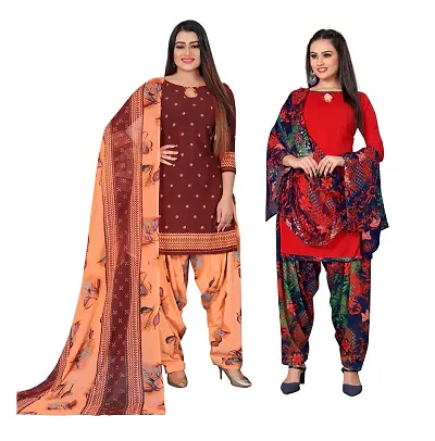 Stylish Prints Crepe Unstitched Dress Material For Women- ( Pack Of 2 )