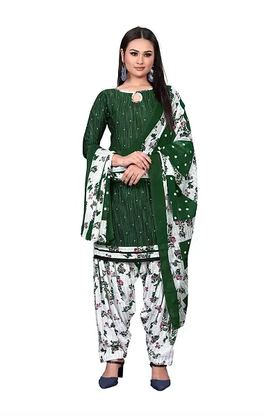 V3 FASHION STUDIO presents the exquisite collection of crepe 3 piece unstitched suit (top,bottom,dupptta) for womens floral design (DARK GREEN)