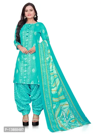 PARADISE PRINTS Women's Cotton Foil Printed Unstitched Salwar Suit Dress Material{Sky Blue}-thumb0