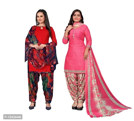 Stylish Prints Crepe Unstitched Dress Material For Women- ( Pack Of 2 )