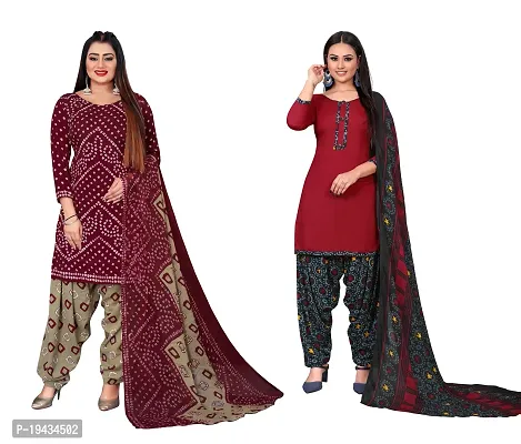 Stylish Prints Crepe Unstitched Dress Material For Women- ( Pack Of 2 )