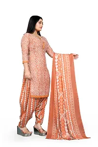 Elegant Orange Cotton Blend Floral Print Dress Material with Dupatta For Women-thumb3