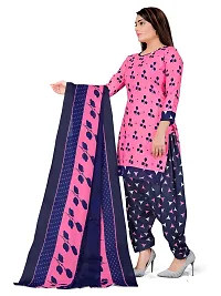 Elegant Pink Cotton Printed Dress Material with Dupatta For Women-thumb3