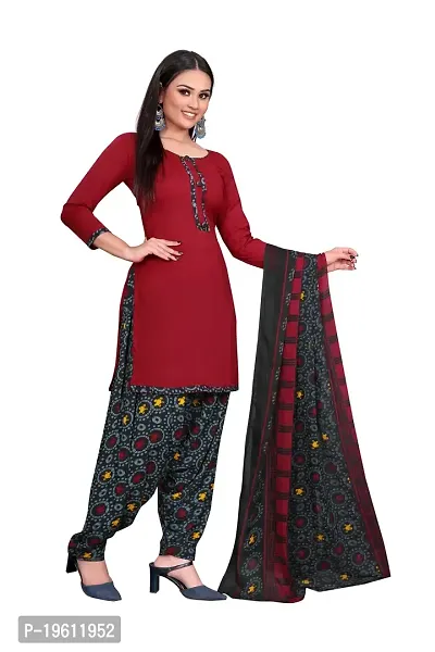 Elegant Multicoloured Crepe Self Design Dress Material with Dupatta For Women-thumb3