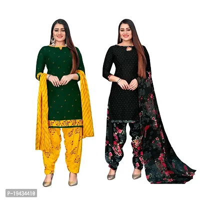 Stylish Prints Crepe Unstitched Dress Material For Women- ( Pack Of 2 )