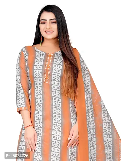 Elegant Multicoloured Cotton Printed Dress Material with Dupatta For Women Pack of 2-thumb2