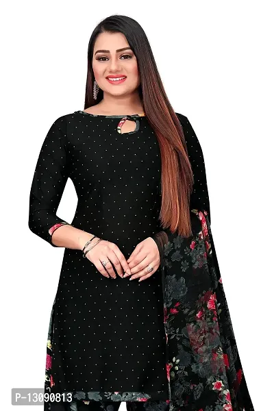 PARADISE PRINTS Crepe Pokla Printed Unstitched Dress Material For Women$$Dark Black$$-thumb5