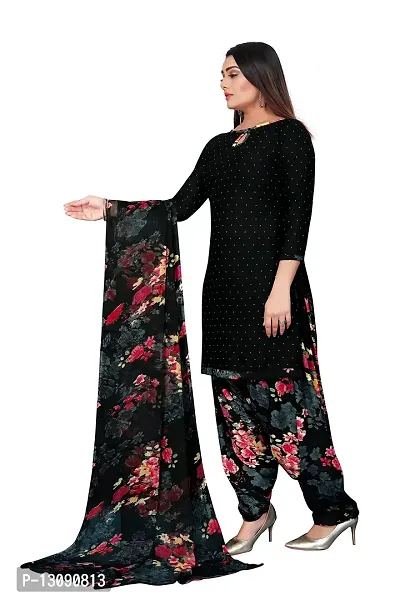 PARADISE PRINTS Crepe Pokla Printed Unstitched Dress Material For Women$$Dark Black$$-thumb4