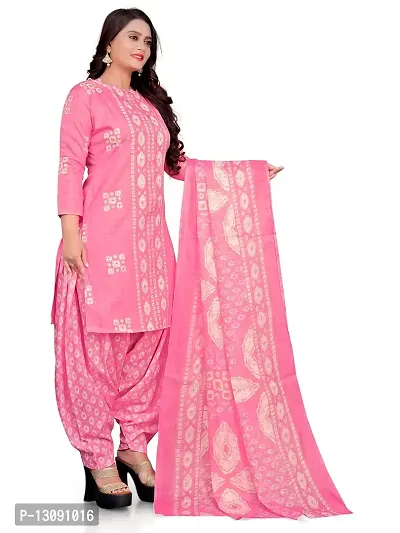 PARADISE PRINTS Women's Cotton Foil Printed Unstitched Salwar Suit Dress Material{Light Pink}-thumb3