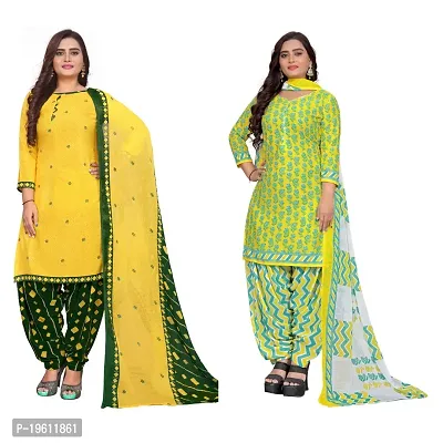 Elegant Multicoloured Crepe Self Design Dress Material with Dupatta For Women-thumb0
