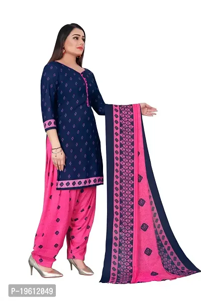 Elegant Multicoloured Crepe Self Design Dress Material with Dupatta For Women-thumb5