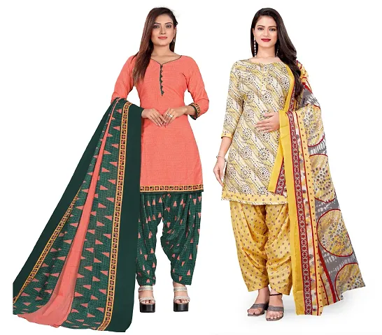 Elegant Dress Material with Dupatta For Women Pack of 2