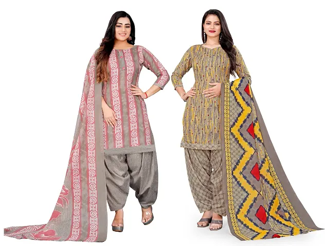 Elegant Dress Material with Dupatta For Women Pack of 2