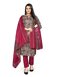 Elegant Multicoloured Cotton Printed Dress Material with Dupatta For Women-thumb3