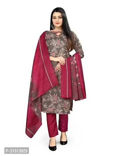 Elegant Multicoloured Cotton Printed Dress Material with Dupatta For Women-thumb4