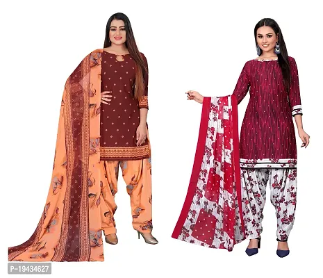 Stylish Prints Crepe Unstitched Dress Material For Women- ( Pack Of 2 )