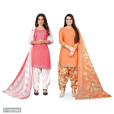 Elegant Multicoloured Crepe Self Design Dress Material with Dupatta For Women