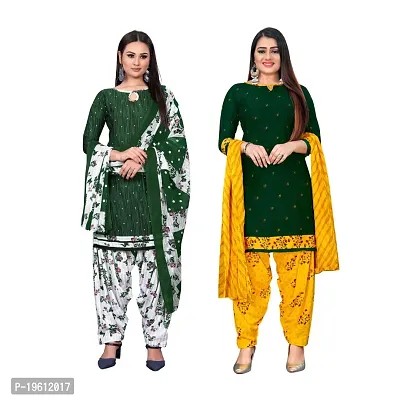 Elegant Multicoloured Crepe Self Design Dress Material with Dupatta For Women-thumb0