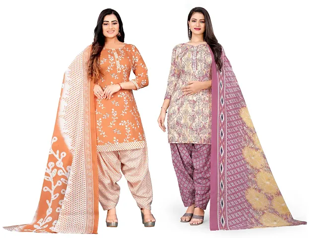 Elegant Dress Material with Dupatta For Women Pack of 2