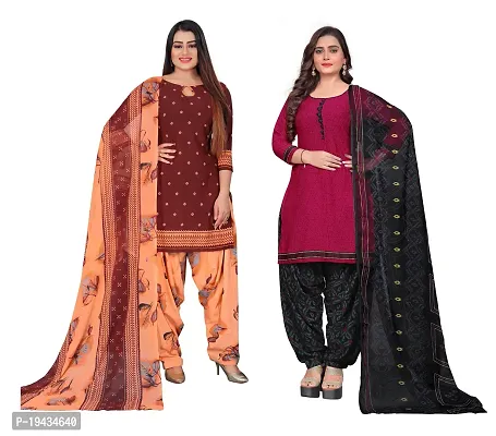 Stylish Prints Crepe Unstitched Dress Material For Women- ( Pack Of 2 )