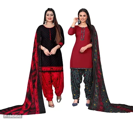 Stylish Prints Crepe Unstitched Dress Material For Women- ( Pack Of 2 )