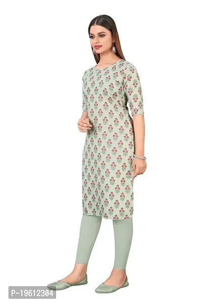 Stylish Grey Crepe Digital Printed A-Line Kurti For Women-thumb4